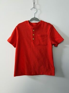 Old Navy Orange Short-Sleeve Henley Tee with Chest Pocket